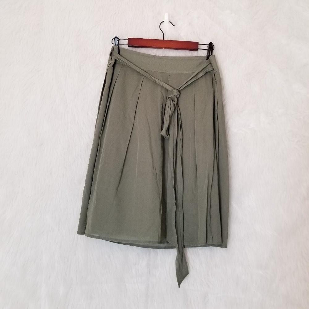 Theory Army Green Wrap Skirt